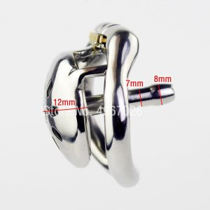 Compact Stainless Steel Male Flat Metal Chastity Cage with Catheter - metalchastitycage