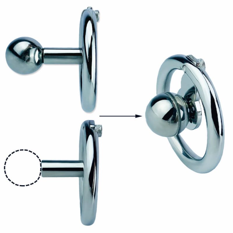 Inverted negative chastity cage with solid steel ball - metalchastitycage