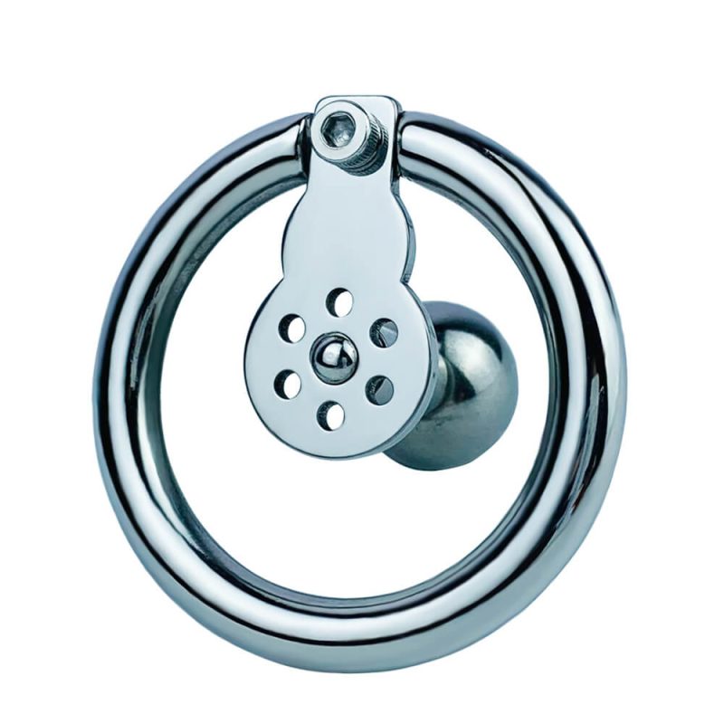 Inverted negative chastity cage with solid steel ball - metalchastitycage