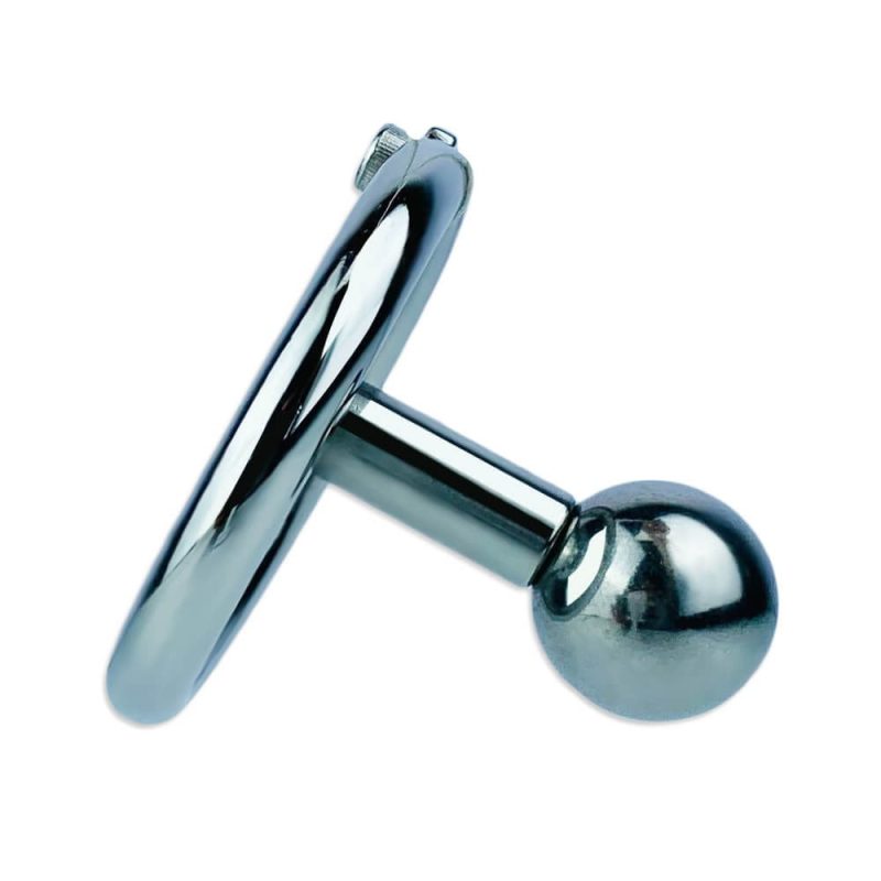 Inverted negative chastity cage with solid steel ball - metalchastitycage