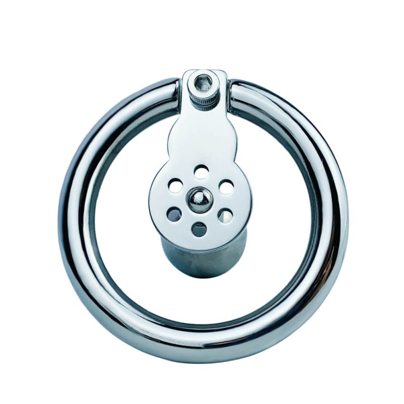 Inverted negative chastity cage with solid steel ball - metalchastitycage