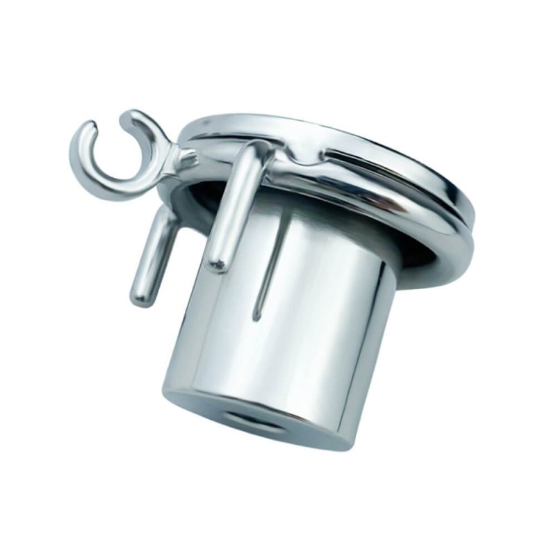 Flat 304 Stainless Steel Chastity Cage featuring a Metal Built-in Catheter - metalchastitycage