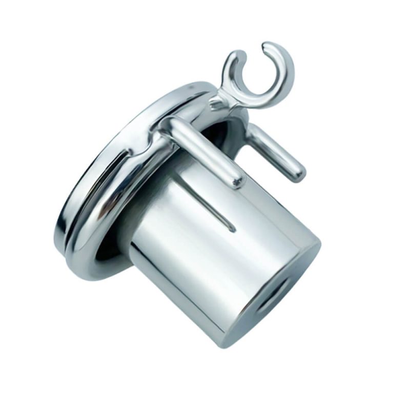 Flat 304 Stainless Steel Chastity Cage featuring a Metal Built-in Catheter - metalchastitycage