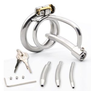 304 Stainless Steel Breathable Metal Chastity Cage Of Catheter in 3 Size - metalchastitycage