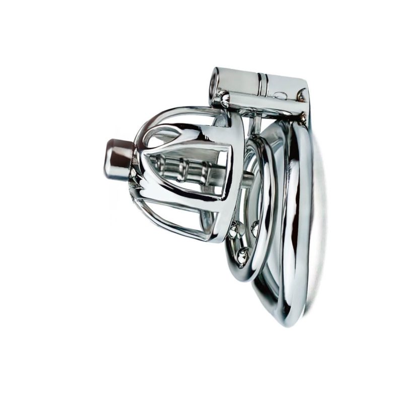 metal chastity cage with urethral tube